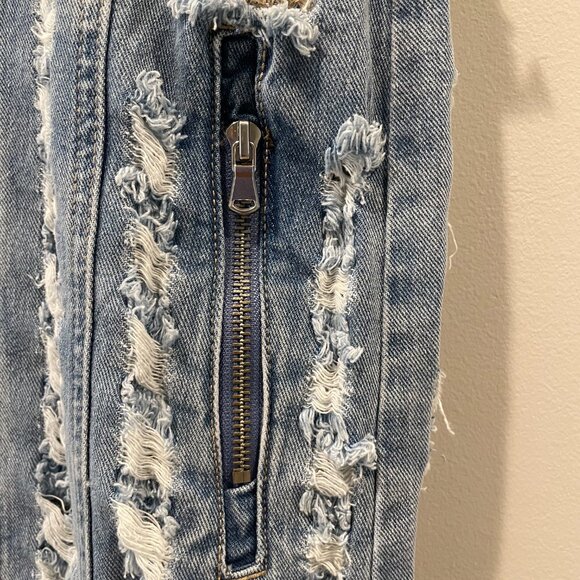 A Distressed Denim Maxi Skirt Snap Front - SZ XL   New without Tags - Picture 3 of 8